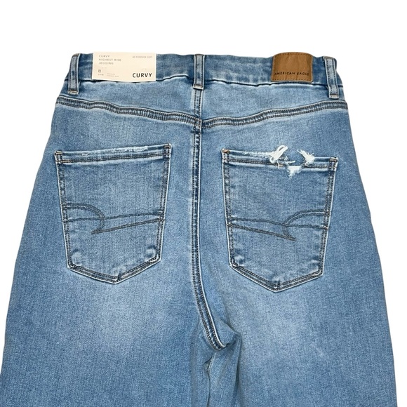NEW AEO Forever Soft Curvy Highest Rise Distressed Denim Jeggings Jeans 8 29 - Picture 4 of 8